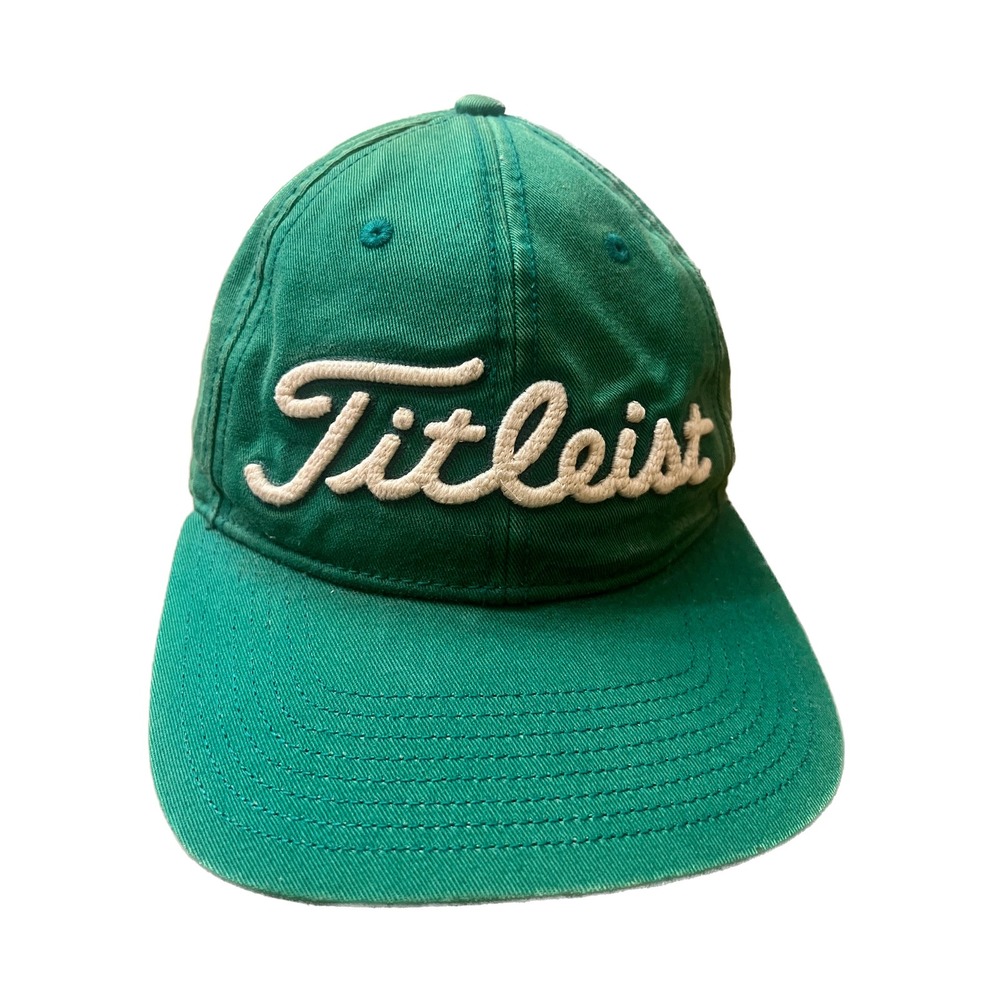 Titleist Golf Hat Green Adjustable Strapback Cap Script Logo Embroidered Mens